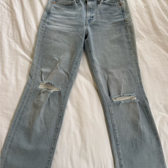 Women's Light Blue Distressed Jeans - Picture 1 of 6